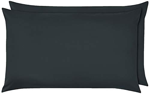 Luxury Percale Frilled Valance Fitted Sheets 14 Colours in Single, Double, King, Super King (Pillowcase Pair, Charcoal)