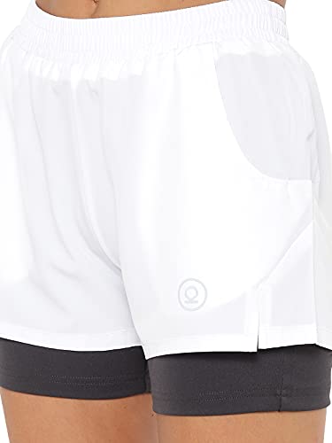 Image of CHKOKKO Gym Shorts for Women Workout Sports Running Quick Dry Fit Double Layer Inner Compression with Pockets Breathable Lightweight Wear
