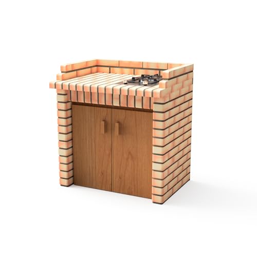 MOVELAR - Módulo Luxor Módulo Gas para Barbacoa de Obra Prefabricada (Gris, naranja - 94 x 70 x 70 cm) - Uso en Exteriores