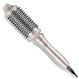 TYMO STYLUX Thermal Brush - Heated Round Brush, Blowout Volumizer with Flexi-Fit for Hair Straightening, Curling Styler Tool, Hair Straightener and Curler 2 in 1, Dual Voltage, Gold, 1.7 Inch
