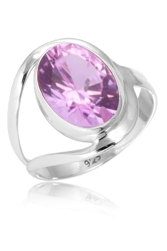 Bague en argent 925 et améthyste rose naturelle, haute joaillerie fine
