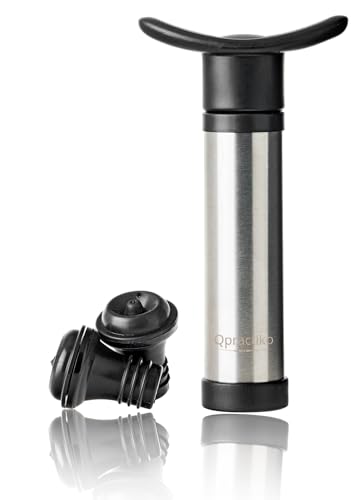 Include imballaggio 1 pompa per vuoto acciaio inox + 2 tappi vino silicone