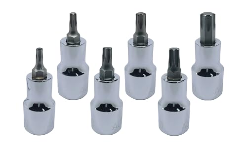 T-15+T-20+T-30+T-35+T-40+T-55, Torx Bit Socket, Hardened and Tempered, CRV Steel
