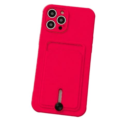 Silicone Card Holder Protection Case For iPhone 15 Pro Max in Pink Citrus