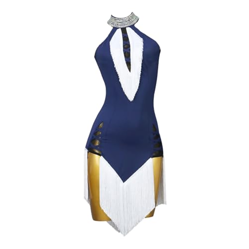 Lateinisches Tanzkleid For Frauen, Personalisierbar, Neckholder, Hohl, Cha-Cha, Wettkampf-Tanzkleidung, Fransen, Gesellschaftskleider(XS)