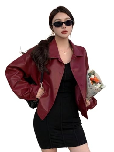 Chic & Cozy: Generic Women's Red Casual Coat for Fall & Winter (X-Large)