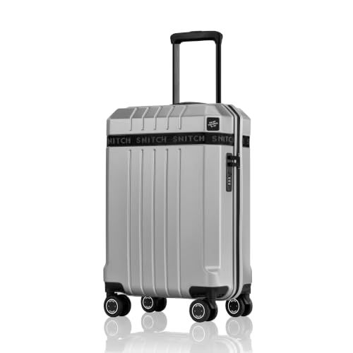 Image of SNITCH VITTO Cabin Size Light Grey Polycarbonate Hard Travel Suitcase - Small Trolley Bag & Luggage with 8 Wheels, Premium Lock, Wet Pouch & Free Shoe Bag