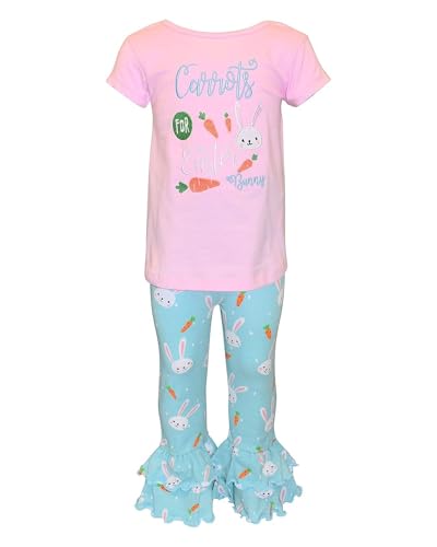 Image of Unique Baby 2 Piece Girls Double Ruffle Leggings and Short Sleeve Shirt Clothes Set Kid and Toddler Girl Outfit