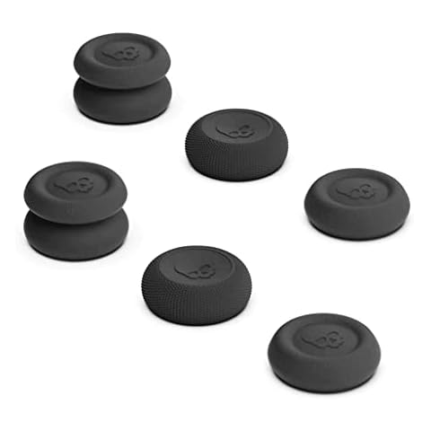 Skull & Co. Skin, CQC and FPS Thumb Grips Joystick Cap Analog Stick Cover for Steam Deck/OLED and ROG Ally, Ally X- Black, Set of 6 Cover