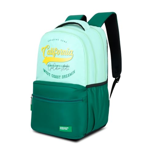Image of United Colors of Benetton Unisex High-School Backpack CALAFIA | 3-Compartment Organised Daypack with Airmesh Padding | Backpack for School Girls & Boys | 26L Capacity