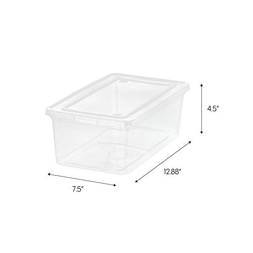 Image of IRIS USA 6 Qt Clear Storage Box, BPA-Free Plastic Stackable Bin with Lid, Containers to Organize Shoes and Closet Shelves, Classroom Organization Teacher Tools, Game Storage, 720 Pack