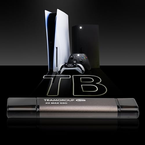 Image of TEAMGROUP 1TB X2 MAX External /Portable SSD 1000MB /s, Dual USB Hard Drive Compatible with iPhone17&iPad&Mac, Steam Deck /PC /Windows /Android /PS5 /Laptop /Tesla, Type C &A, USB 3.2 Gen2 TX2MAX31TBT01