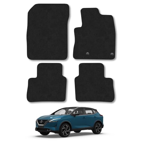Nissan Qashqai [Mild-Hybrid] (2021+) Car Mats Accessories Tailored Fit Carpet Floor Mats non Slip Black Trim Full Coverage Compatible Accessory Front Rear Set Anti Slip Granulated Backing