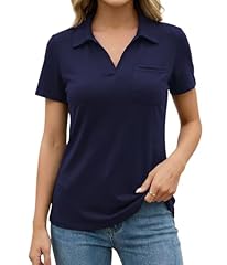Navy Blue - Womens Buttonless Polo Shirt