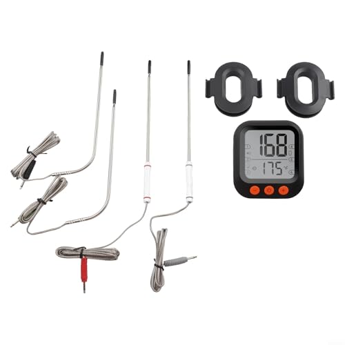 QuivyLivy Termómetro inalámbrico para carne con monitoreo de temperatura de doble sonda, carga rápida y control inteligente de aplicación de barbacoa para parrilla, termómetro de alimentos multisonda