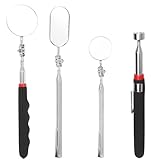 HFDONGL 4 Stück Inspektionsspiegel Teleskopspiegel Set Teleskop Spiegel mit Teleskop Magnetstab 360° Drehbar Teleskopspiegel Inspektionsspiegel Set für Überprüfung des Fahrzeugzustands