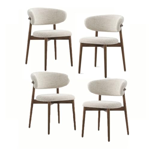 Juego de 4 sillas de comedor modernas sin brazos, cómodas sillas de ocio beige para cocina, sala de estar y comedor, elegante asiento de maquillaje para el hogar