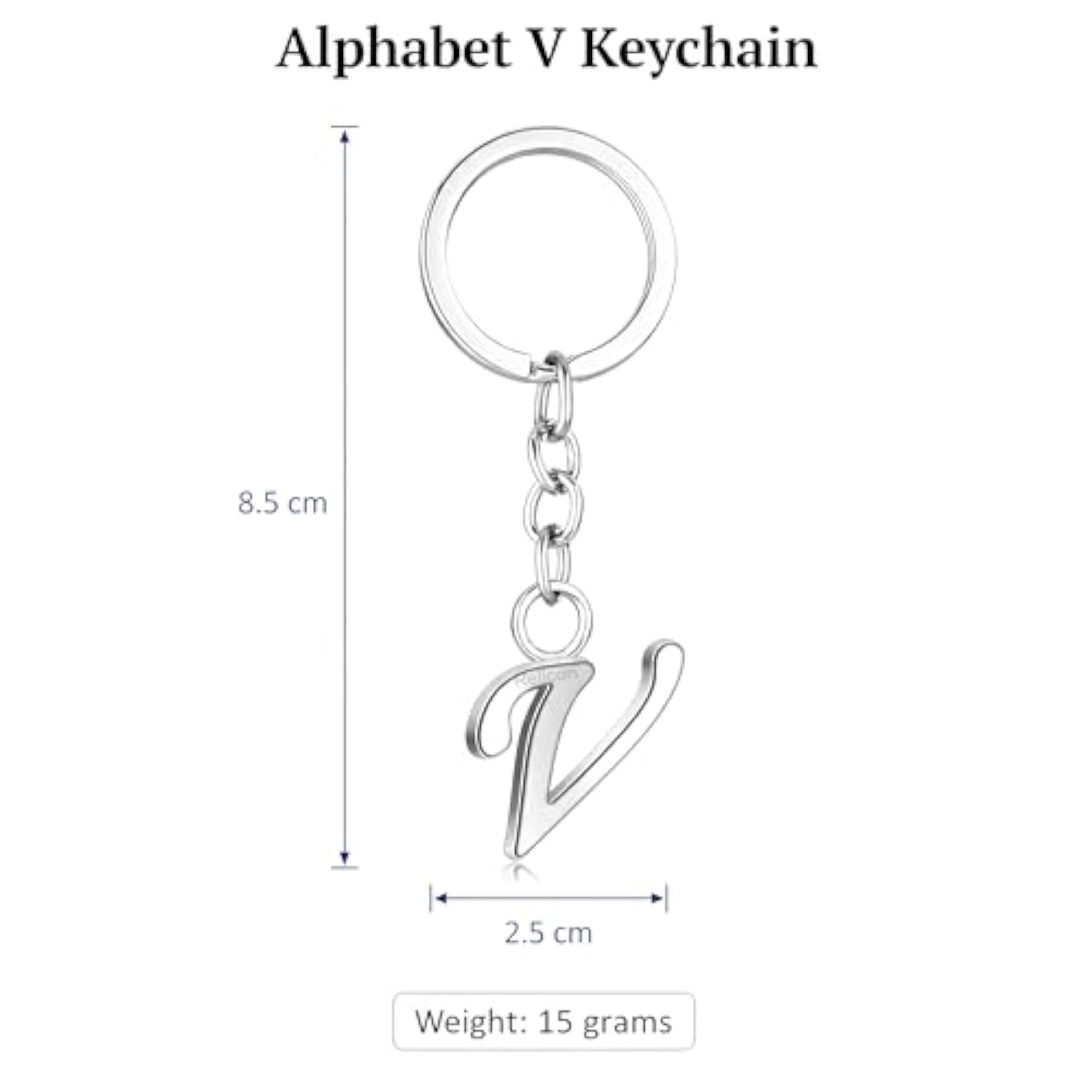 Alphabet Keychain - Letter V Metal Initial Key Chain