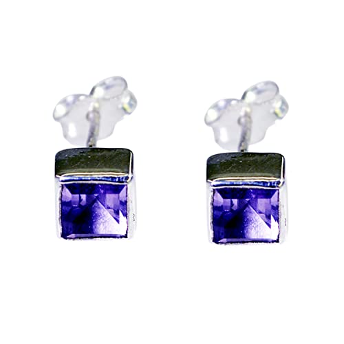 Boucle d'oreille en argent 925 anti-allergie améthyste violette femme