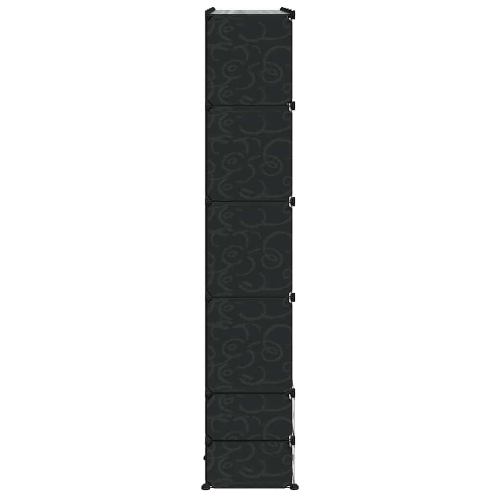 Modularer Schrank mit 18 Fächern schwarz weiß 37x146x180,5cm vielseitiger Stauraum für Schlafzimmer Kinderzimmer Flur Organizer mit Schubladen und Kleiderstange