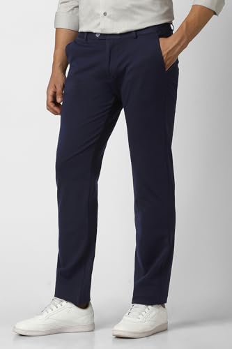 Image of Peter England Men's Slim Fit Mid Rise Formal Stretchable Knit Super Trouser | Comfort Lycra | 360-Degree Stretch
