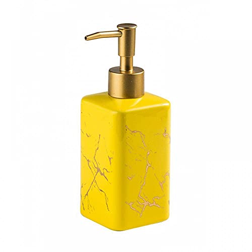 Ceramic Soap Dispenser For Bathroom Kitchen Countertop, 320Ml Liquid Lotion Dispenser Soap Dispenser Bottle Ceramic Soap Pump Marble Hand Soap Dispenser (Yellow) #TOP8