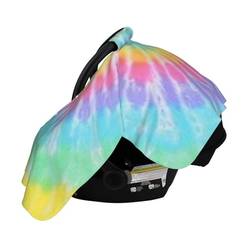 Image of Tie Dye Baby Car Seat Canopy Cover 39x27.5 Inches Multi Use Nursing Cover for Newborn Car Seat Canopy Mom Nursing Breastfeeding Covers Newborn Shower Gifts