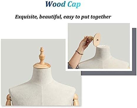 Torso Mannequin Stand, Female Mannequins Female Mannequin Body Torso with Sturdy Wooden Base, Adjustable Height Dress Form Clothing Display - We