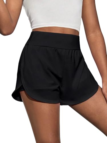 OEBLD Girls Athletic Shorts with Zipper Pockets 2 in 1 Kid Workout Running Volleyball Soccer Shorts with Liner Black4