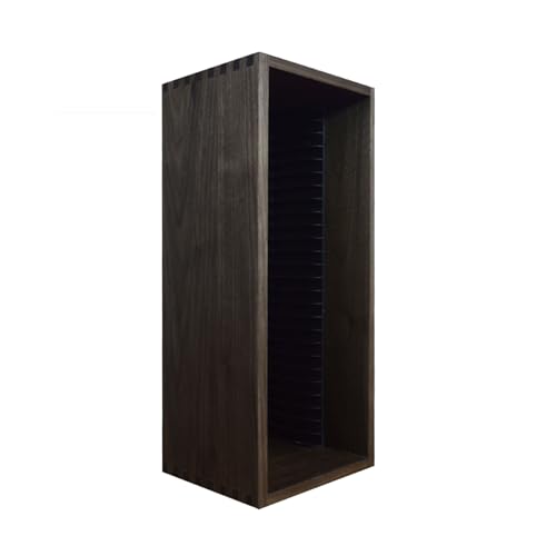 Wooden CD Storage Box 15.2 x 13.5 x 36.6 cm, Retro Black Walnut Wood DVD Storage Rack, Tabletop Compact Disc Case Holder, Media Organizer Display Stand Holds Up to 26 Jewel Cases