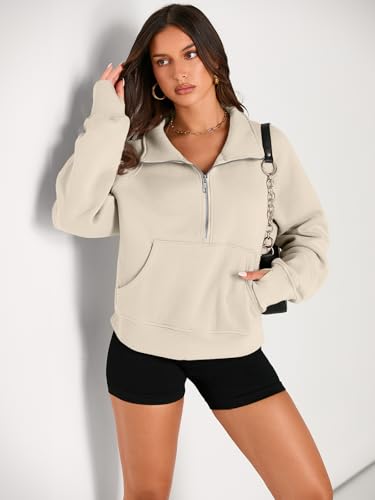 Image of AUTOMET Womens Sweatshirts Half Zip Cropped Pullover Fleece Quarter Zipper Hoodies 2026 Fall Fashion Outfits Clothes