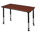 42 x 24 in. Kee Height Adjustable Mobile Classroom Table, Cherry