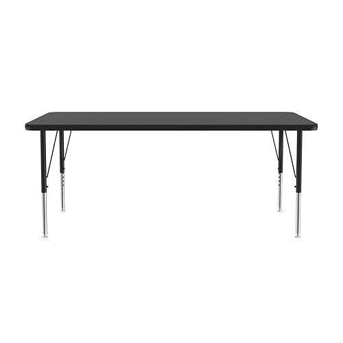 Miniatura 9 de Correll Mesa rectangular de actividades para el aula de 30 x 72 pulgadas, altura ajustable (19-29 pulgadas), laminado fundido térmico duradero de