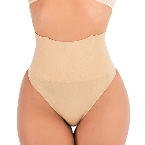 FUT Women Tummy Control Thong Panty Stomach Shapewear Waist Cincher Girdle Slimmer Body Shaper Beige
