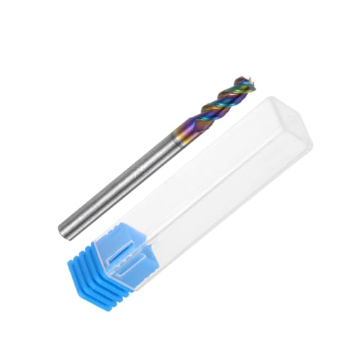 Image of uxcell Carbide Square End Mill, 1 /8 inch Diameter Diamond-Like Carbon Coated 3 Flutes Milling Bit Cutter, for Aluminum Copper Non-Ferrous Metal, 1 /8 inch Shank 3 /8 inch Cut Length 1-1 /2 inch Long HRC50