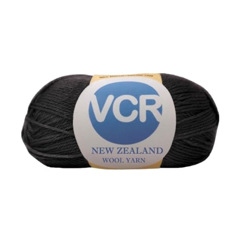 Image of VCR Black Chunky Wool Yarn,100 Grams, Hank, 196 Meters, 100% New Zealand Wool Knitting Yarn, Soft Crosia Thread Suitable for Baby Blankets & Booties Pack of 1