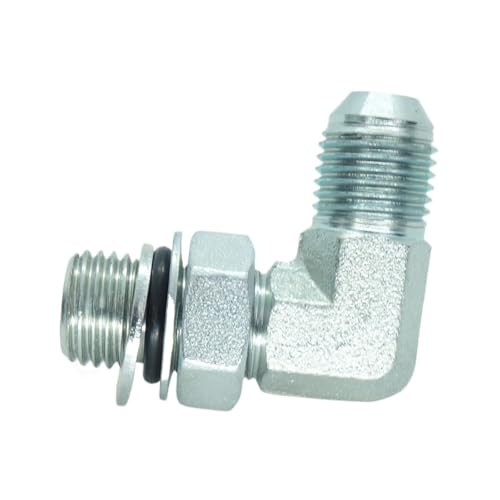 Image of 1 Piece Hydraulic Fitting 3 /8 Male JIC (9 /16 inch-18) X M14 x 1.5 Male Metric 90 Degree Elbow Adapter