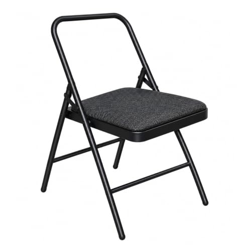 Image of Foldable Yoga Chair with Heavy Duty Padded Cushion Seat for Iyengar Yoga, Meditation, Stretching, Exercise and Daily Fitness Practice, Black