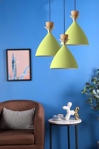 Image of GreyWings Triple Dome Moss Green Aluminium Hanging Pendant Light, Modern Antique Ceiling Lamp, Adjustable Drop,Bulb is not Included,3 Light Linear Set