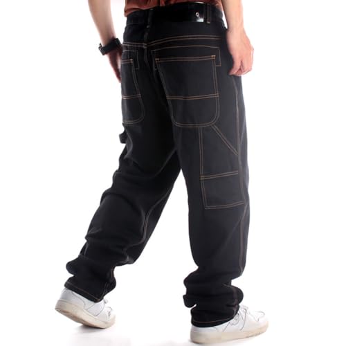 XYGJZ Men's Vintage Hip Hop Baggy Denim Work Pants Jeans Loose Fit Dance Skateboard Pants4