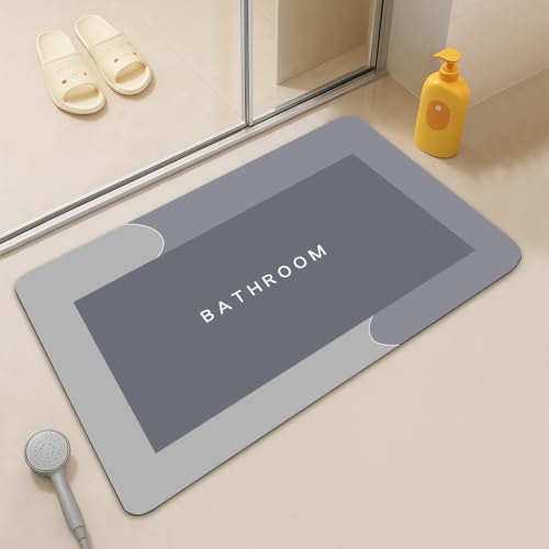 LICOZYVE Diatomite Bath Mat,Non-Slip Anti Mould Bathroom,Diatom Mud Absorbent Mat,60 * 40 cm rectangle Bedroom & Kitchen Rug,Qucik-Drying 4 Layer thickened doormat.