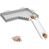 BingegePet No-Drill Climbing Platform with Ramp, Hermit Crab Climbing Wall & Hideout, Multi-Level Platform with Ladder, No-Tools Mounting for Geckos, Small Lizards, Hamsters, Grey
