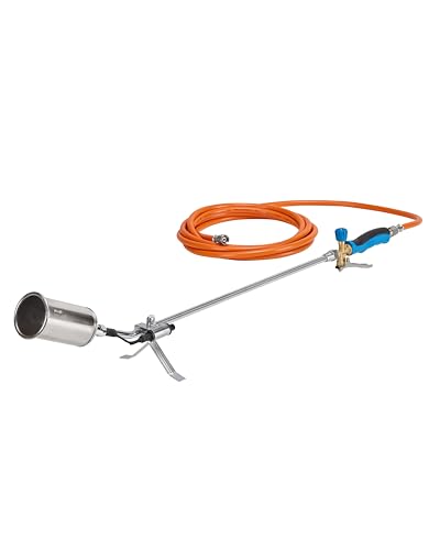 CFH Brûleur PZ 6500 avec allumage piézoélectrique et tuyau de gaz – Désherbeur à gaz avec raccord 3/8