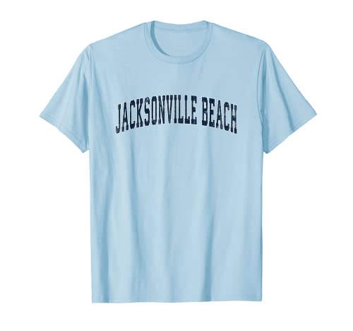 Jacksonville Beach Florida FL Vintage Deportes Diseño Azul Marino Camiseta