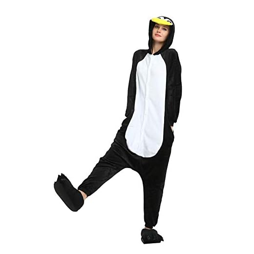 KiKa Monkey Flanela Unicornio Cartoon Animal Novedad Navidad Pijama Cosplay (S, pingüino)