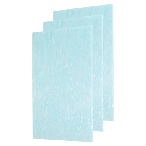 Image of MECCANIXITY 3 Pcs Glitter Pearl Acrylic Sheet,12 inch x 8 inch x 1 /8 inch Pearlescent Cast Pmma Plastic Sheets Extruded Translucent Blanks for DIY Art Crafting Laser Cutting & Engraving,Light Blue