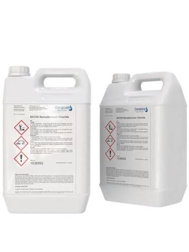 BAC 50 Benzalkonium Chloride 50% Powerful Algaecide & Fungicide Removes Algae Bacteria Industrial-Strength Biocide for Hard Surfaces Pools & Water Treatment 2 x 5 Litres (10L)