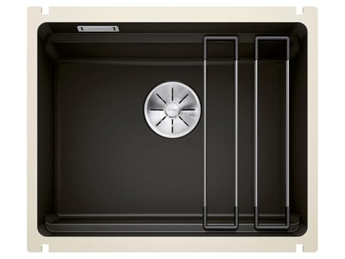 BLANCO ETAGON 500-U – Évier de Cuisine en Granit pour Meubles Bas de 60 cm de Large – Sous Plan – Céramique – Noir – 525155