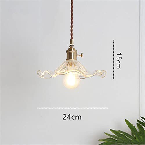 Luminaire suspendu moderne en verre ciselé style rétro industriel à hauteur réglable - 2