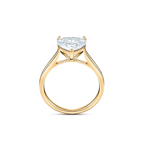 ISAAC WOLF Certified 10k Gold Ring 1 Carat Heart Cut Moissanite Rings For Women Engagement2
